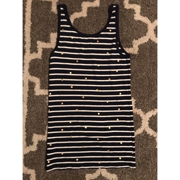 Large Tank — Navy Blue with Gold Dots - Picture 2 of 3